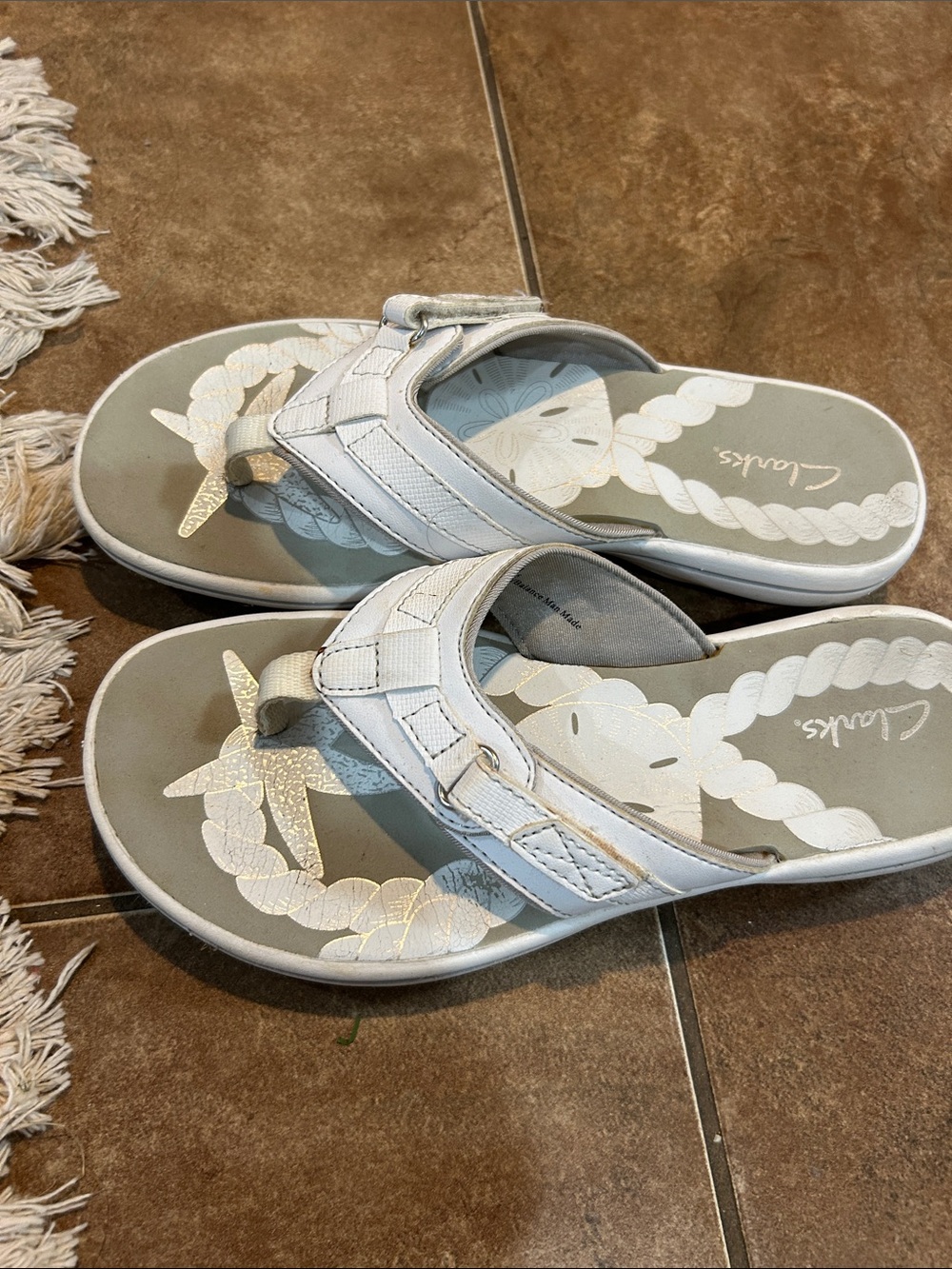 Clarks  White Braided-Detail Sandals - Picture 2 of 3
